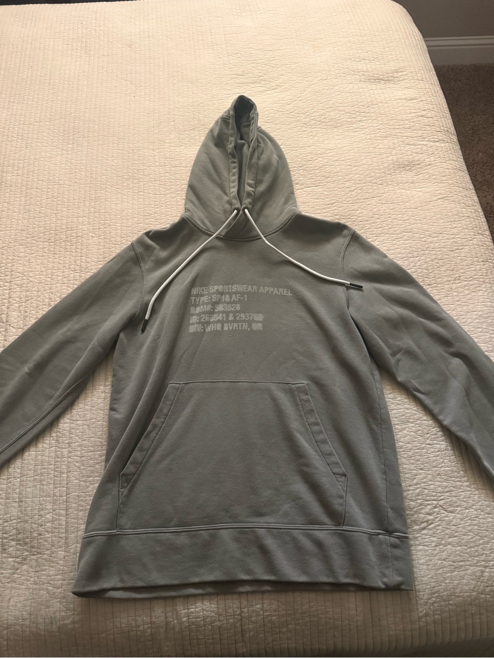 Nike Sage Green Crewneck Hoodie with Front Text